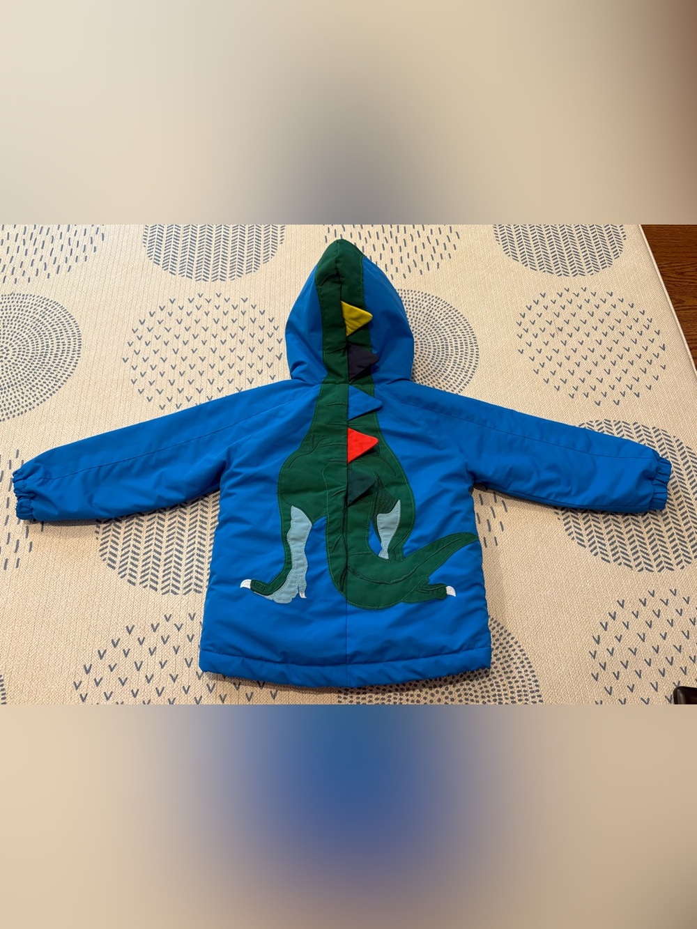 Mini Boden Dinosaur Appliqué Royal Blue Hooded Jacket size 2-3